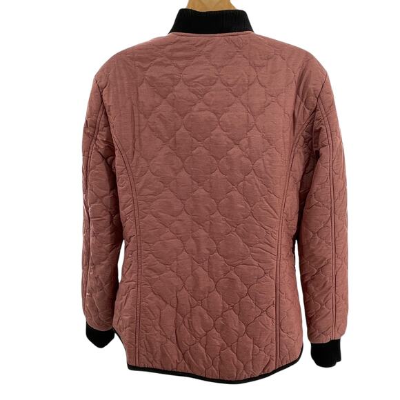Bernardo Pink Quilted Reversible Floral Lined Zip Front Casual Bomber Jacket L - Picture 5 of 13